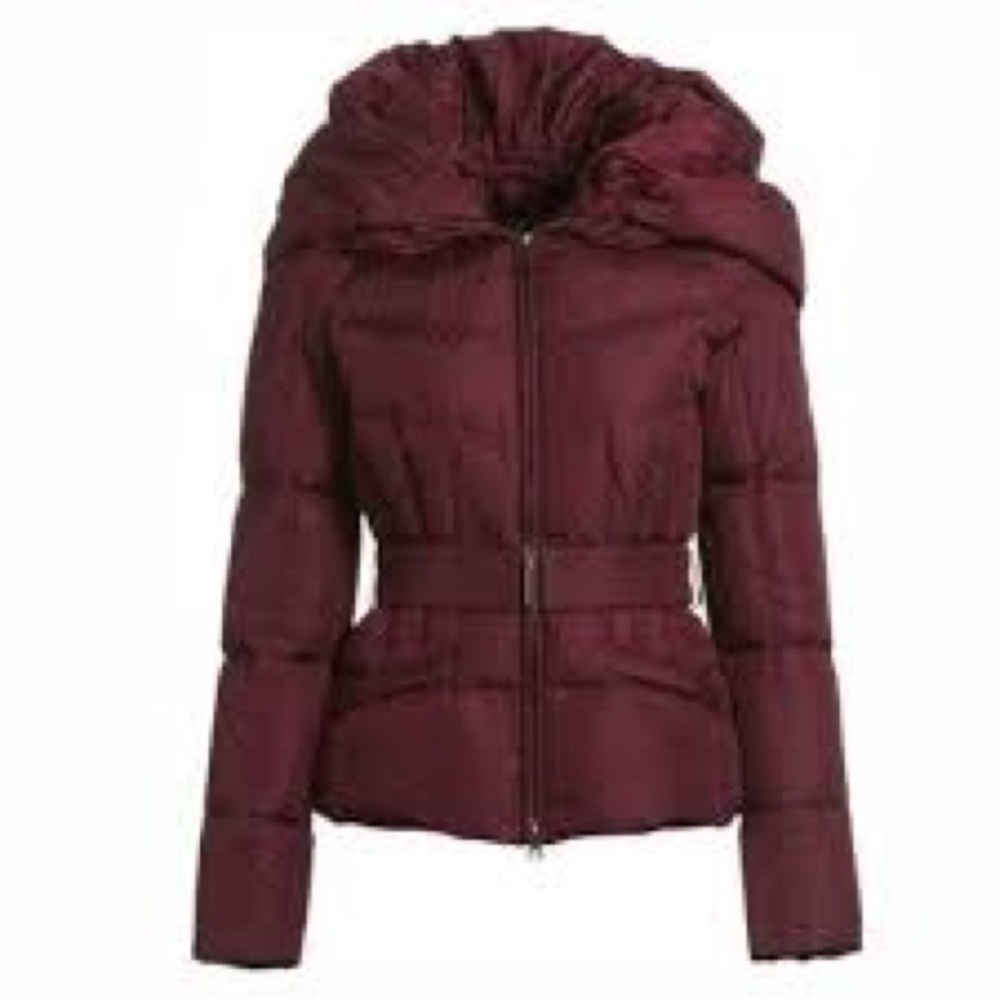 Add Down Belted Hooded Puffy Jacket
